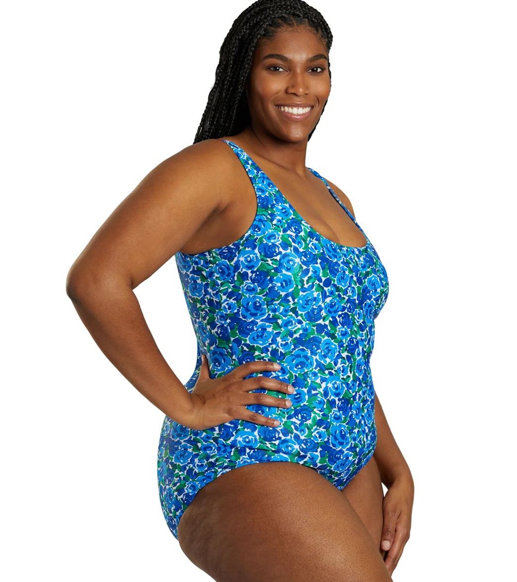 Sporti Plus Size HydroLast Spring Garden Chlorine Resistant Moderate Scoop Back One Piece Swimsuit - Image 2