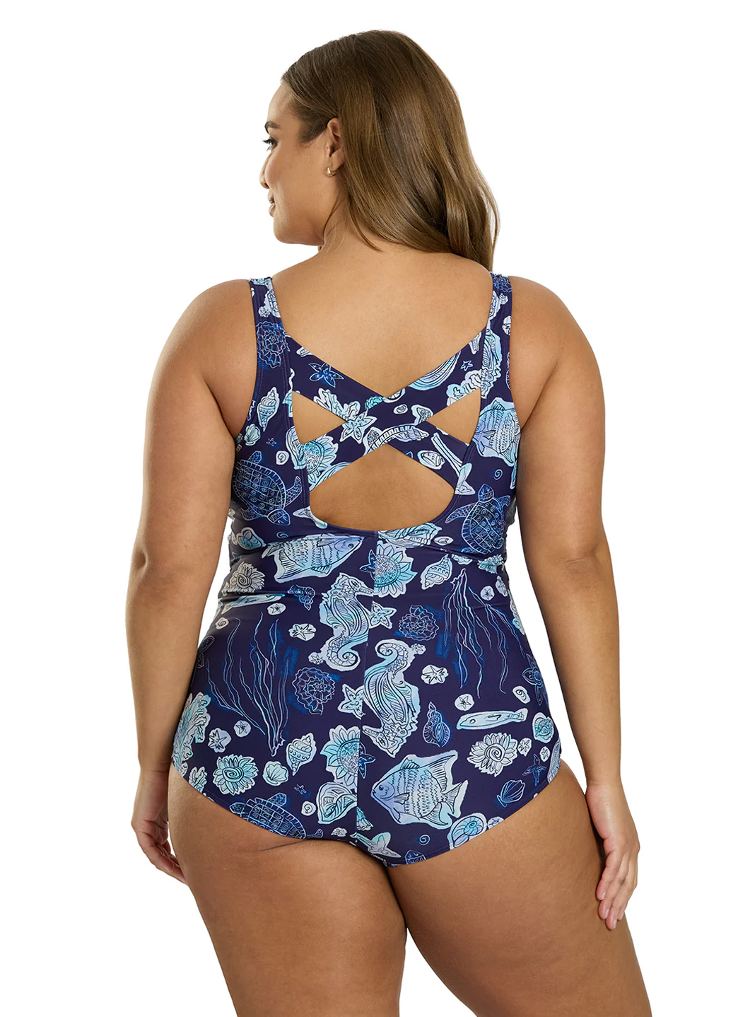 Sporti Plus Size Neptune's Reef Moderate Printed Sweetheart One Piece Swimsuit - Image 5