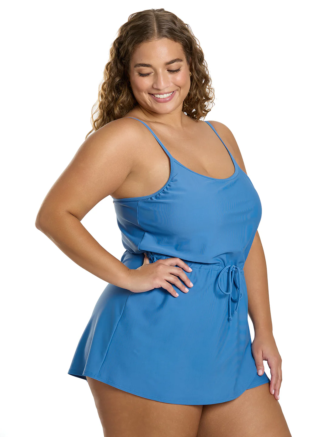 Sporti Plus Size Starlet Solid Tummy Control Swim Dress - Image 3