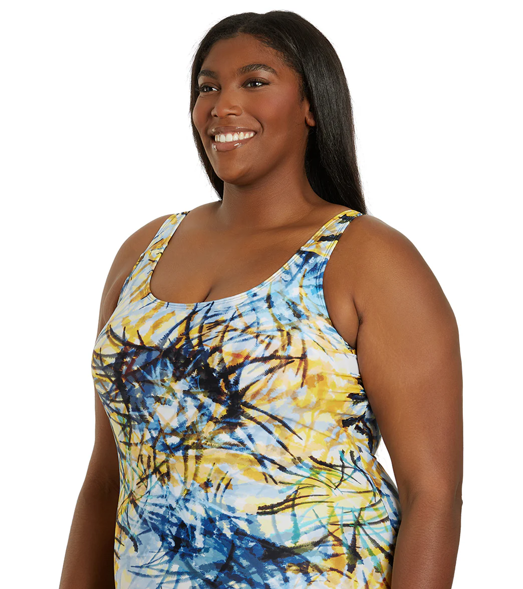Sporti Plus Size Unitard Breezy Palms One Piece Swimsuit - Image 5