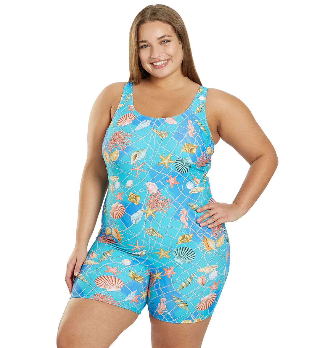 Sporti Plus Size Unitard Caribbean Sea One Piece Swimsuit - Image 7