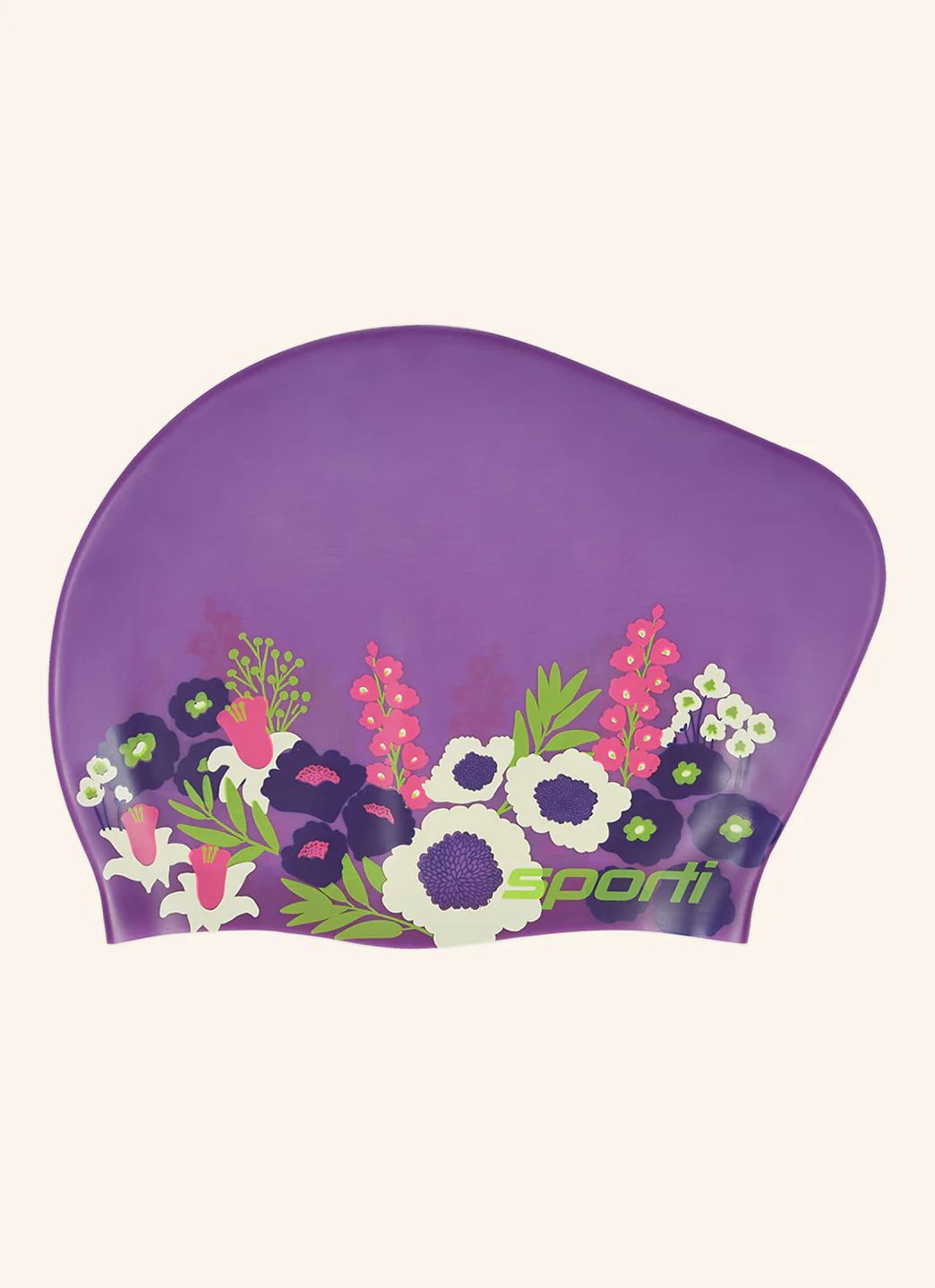 Sporti Spring Meadow Long Hair Bun Silicone Swim Cap - Image 8