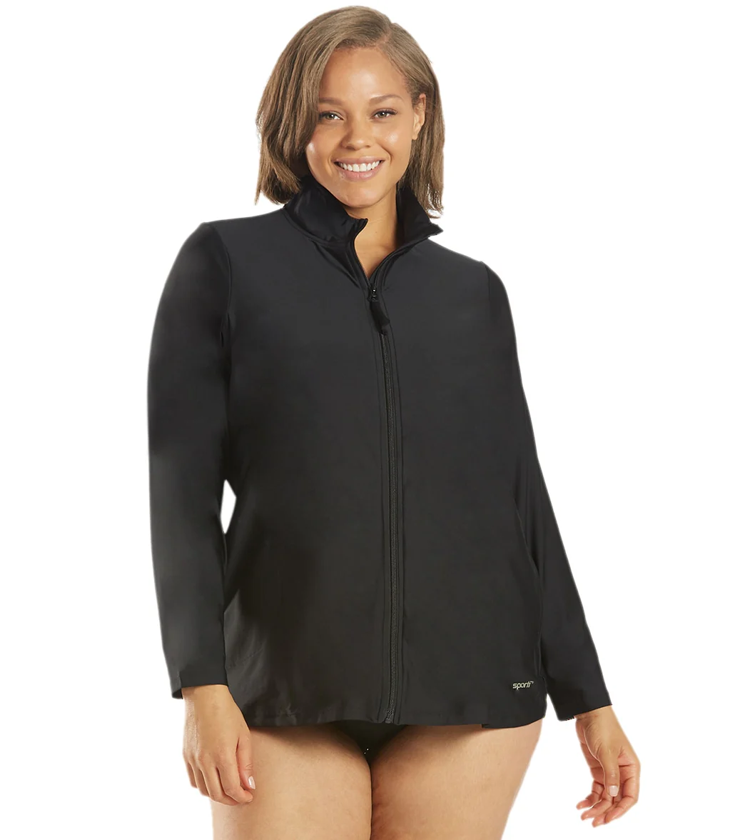 Sporti Women's Plus Size L/S Zip Front UPF 50+ Rash Guard