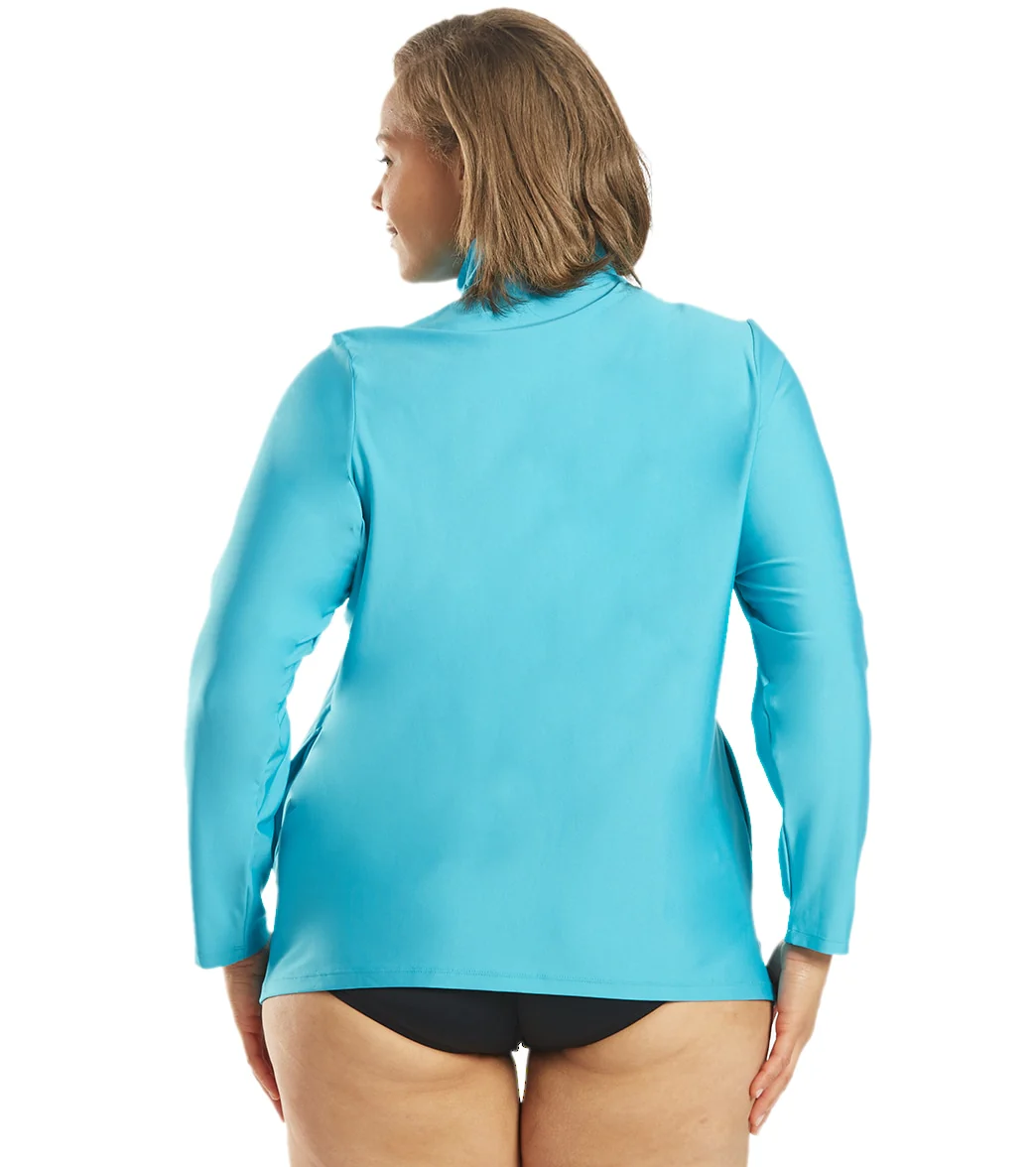 Sporti Women's Plus Size L/S Zip Front UPF 50+ Rash Guard - Image 12