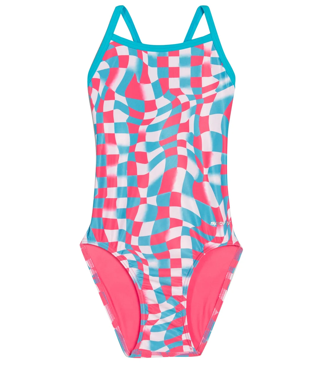 Sporti x Gretchen Walsh Liquified Checks Thin Strap One Piece Swimsuit Youth (22-28) - Image 6
