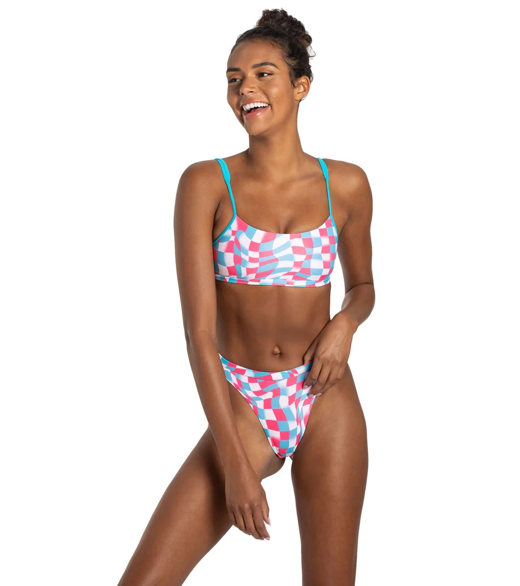 Sporti x Gretchen Walsh Liquified Checks Tracy Double Strap Bikini Top - Image 6