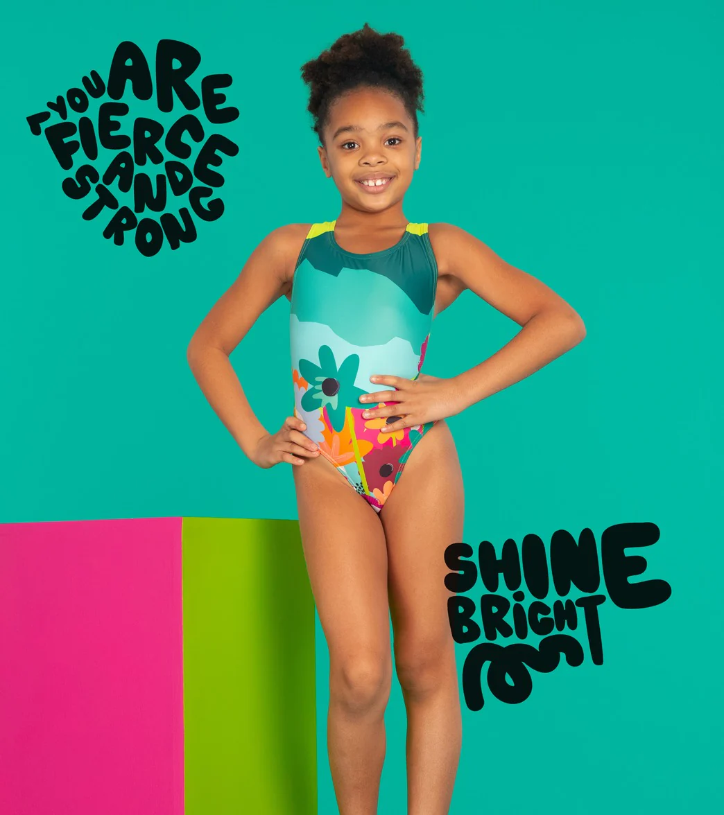 Sporti x She Is This Limited Edition Mountain Flower Wide Strap Cross Back One Piece Swimsuit Youth (22-28) - Image 8