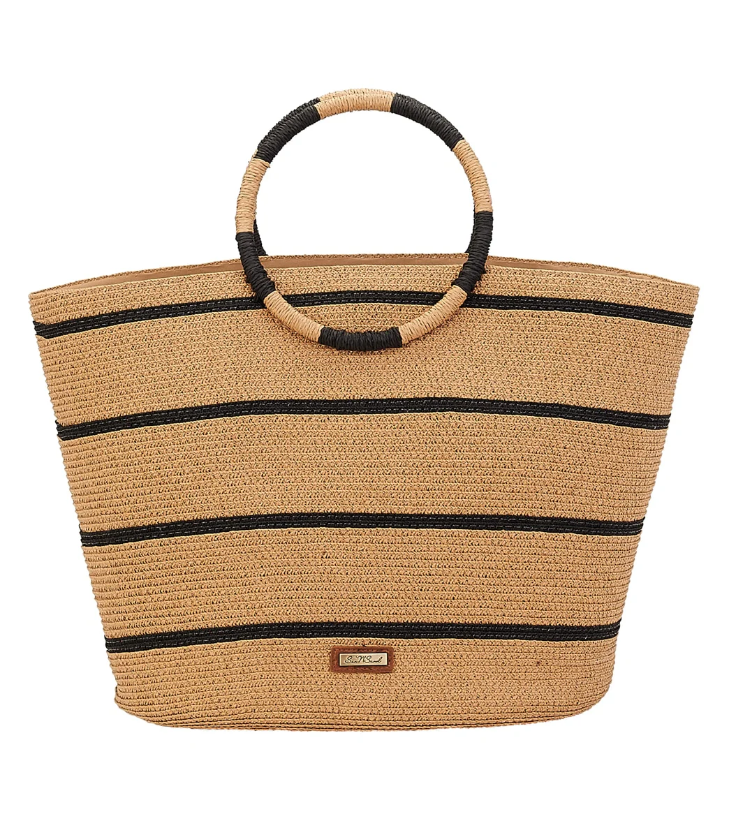 Sun N Sand Circle Handle Striped Shoulder Tote