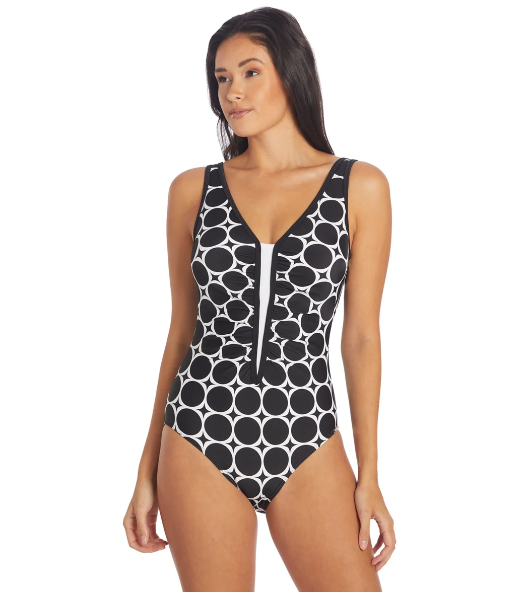 Sunmarin Women's Inset Plunge Circles One Piece Swimsuit - Image 7