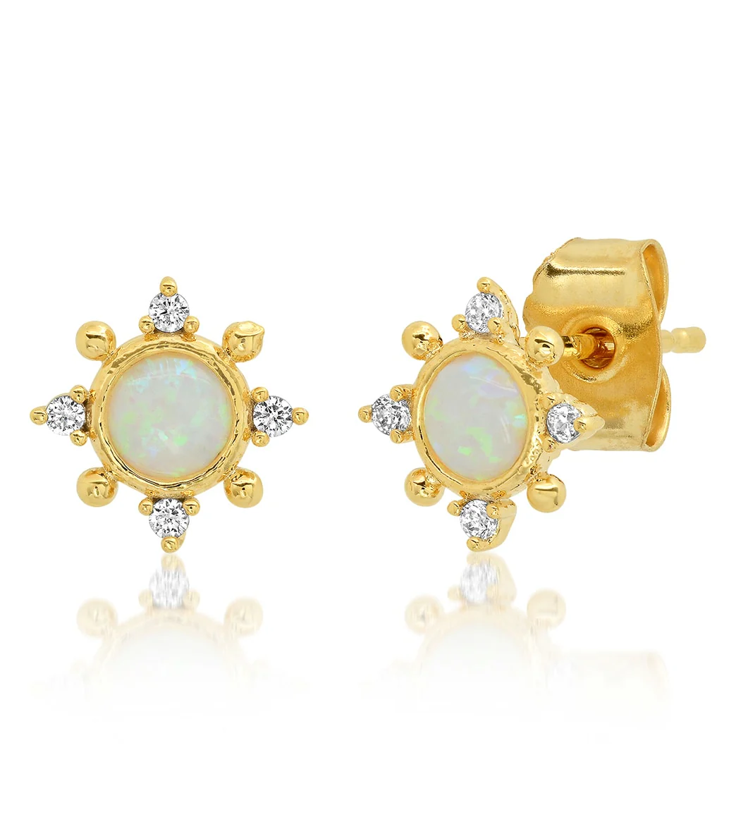 TAI Jewelry Opal Circle CZ Cluster Studs - Image 6