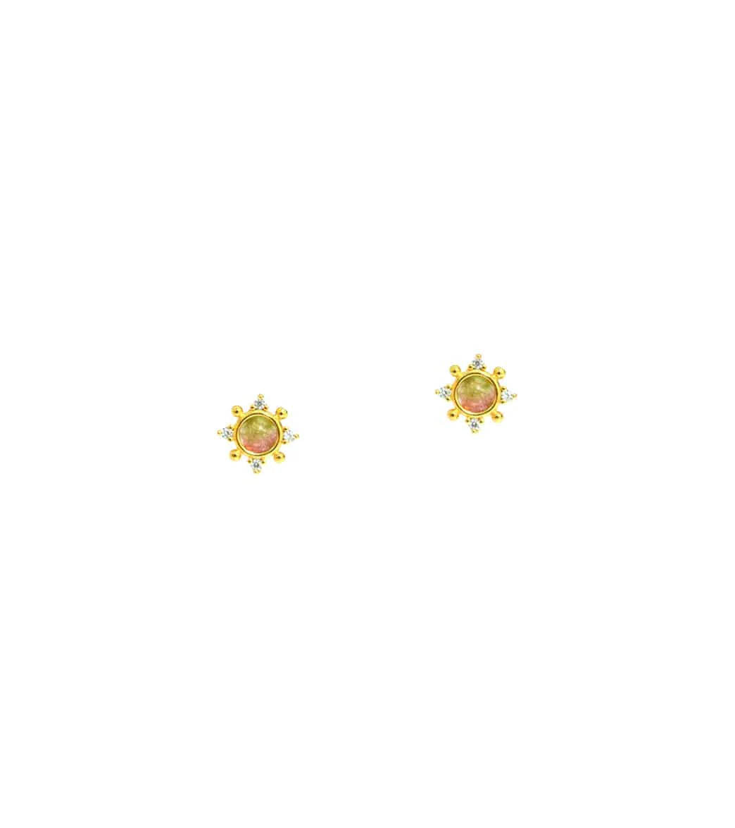 TAI Jewelry Watermelon Tourmaline Medallion Studs - Image 3