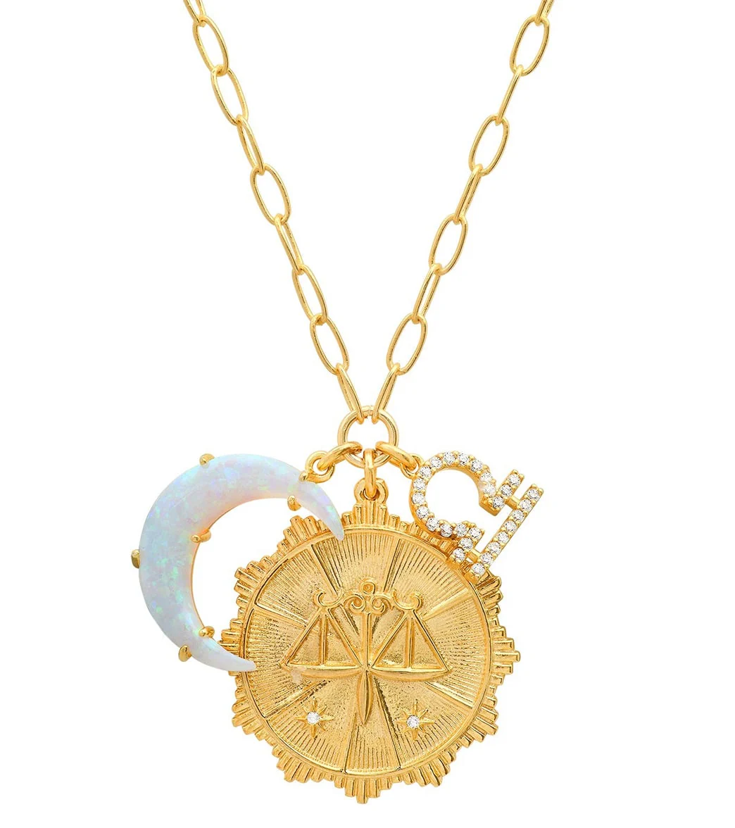 TAI Jewelry Zodiac Coin Necklace with Opal Moon Charm - Image 14