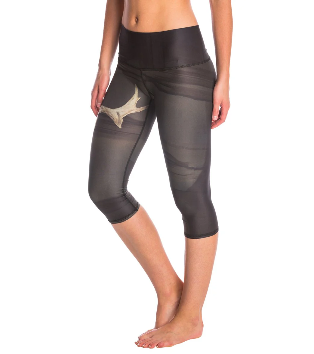 Teeki Deer Medicine Charcoal Goddess Hot Yoga Capris - Image 5