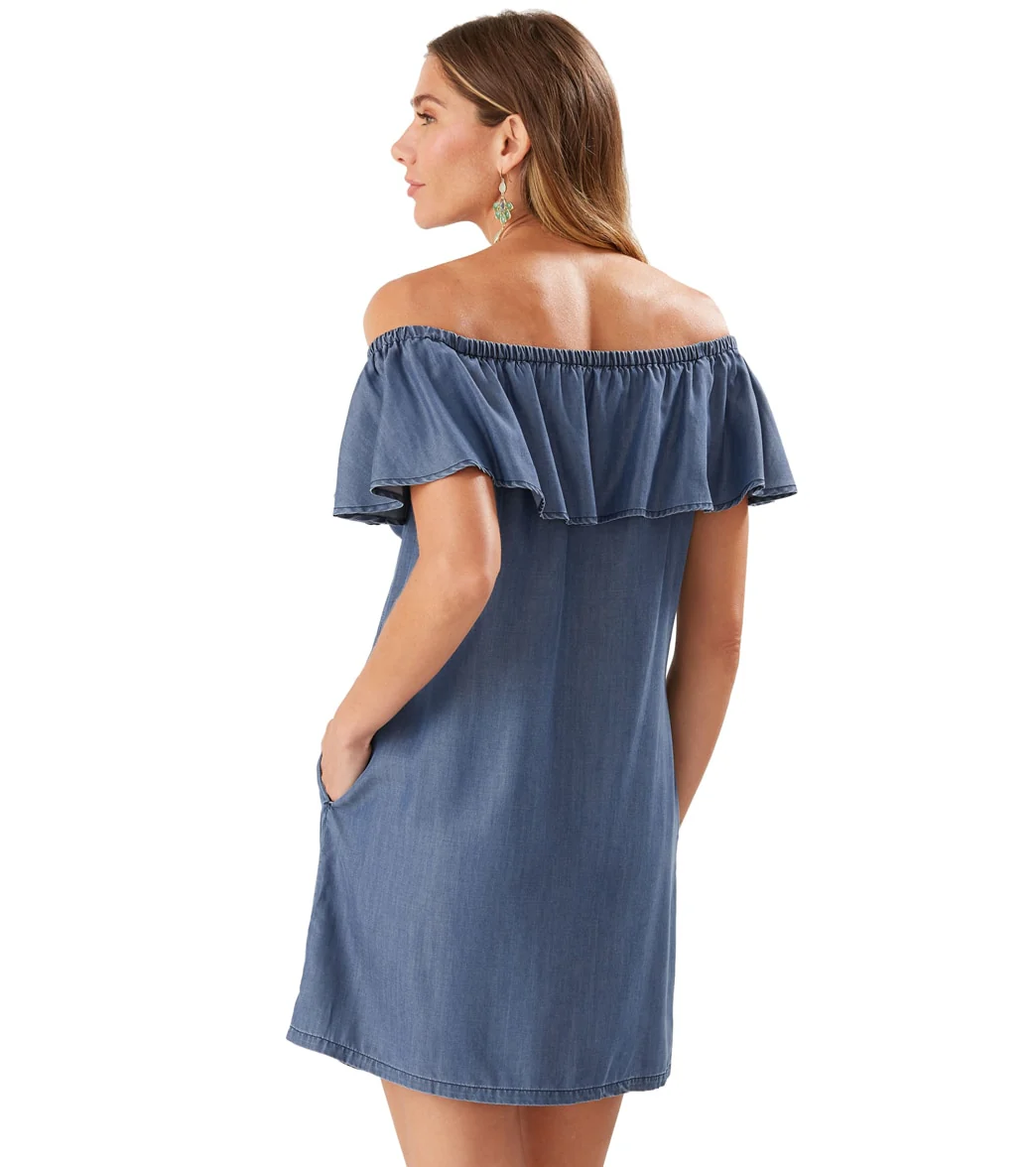 Tommy Bahama Women's Chambray Off The Shoulder Cover Up Dress - Image 3