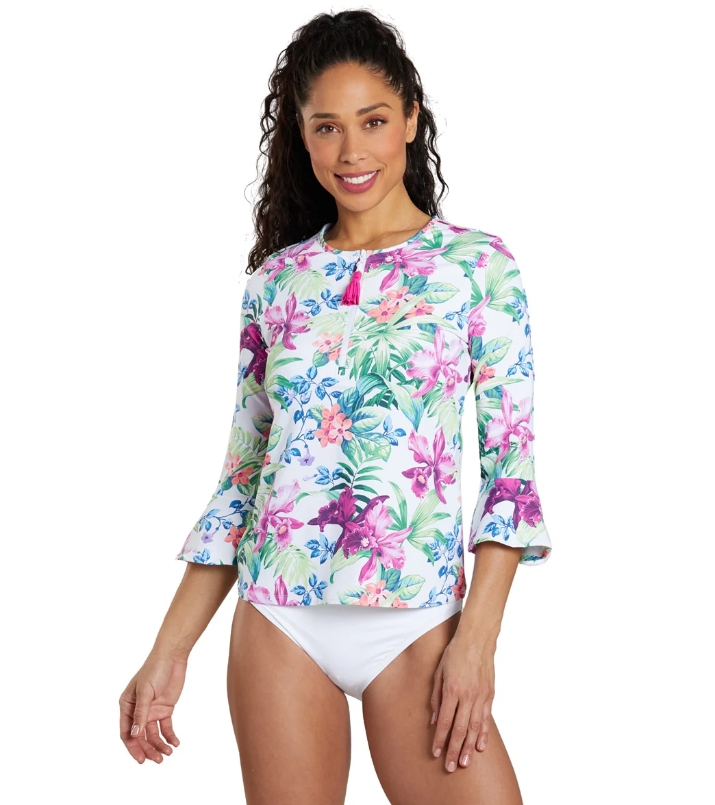 Tommy Bahama Women's Coastal Gardens Flounce Sleeve Rash Guard - Image 7