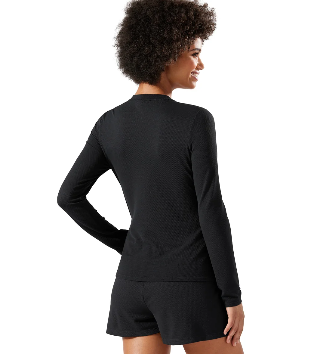 Tommy Bahama Women's Island Cays Solid Full Zip Long Sleeve Rashguard - Image 10