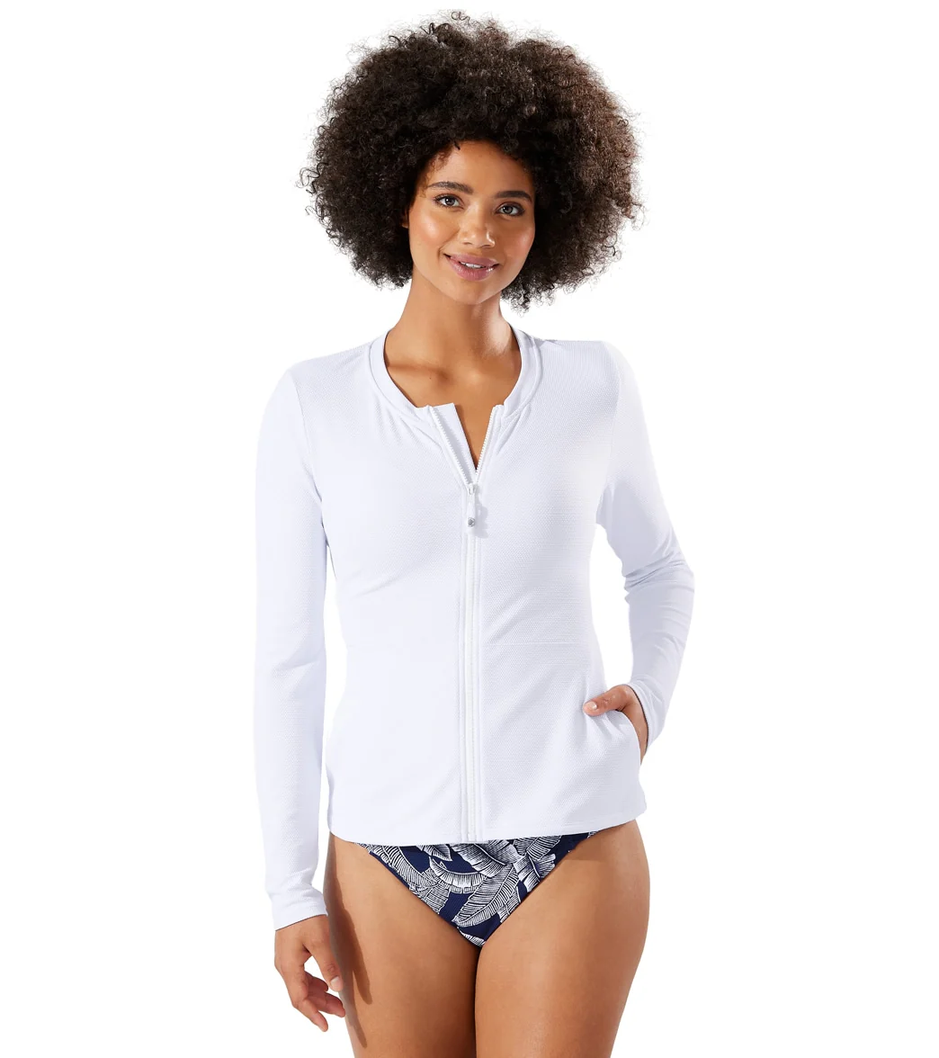Tommy Bahama Women's Island Cays Solid Full Zip Long Sleeve Rashguard - Image 5