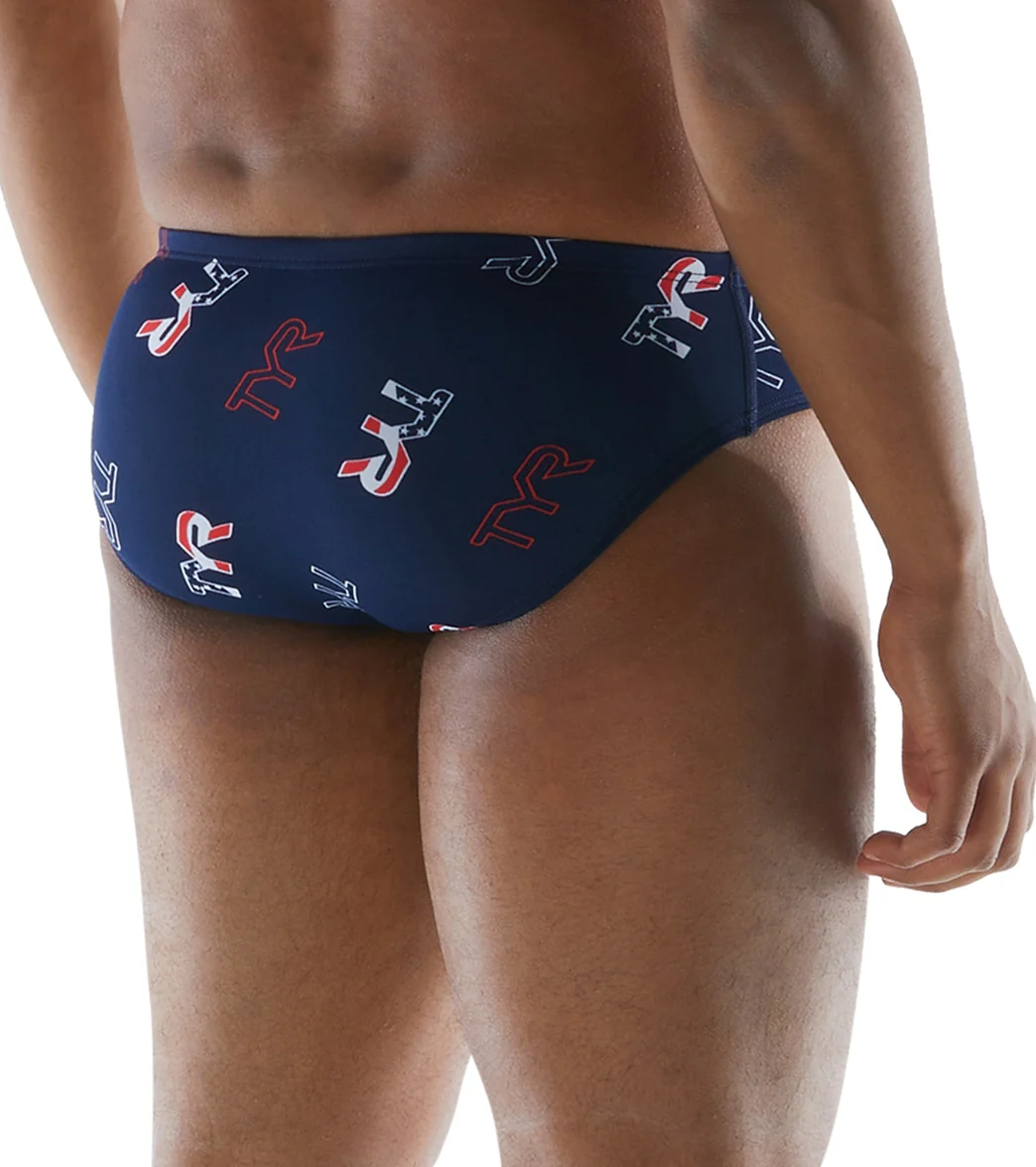 TYR Men's Cascading TYR Print Racer Brief Swimsuit - Image 6