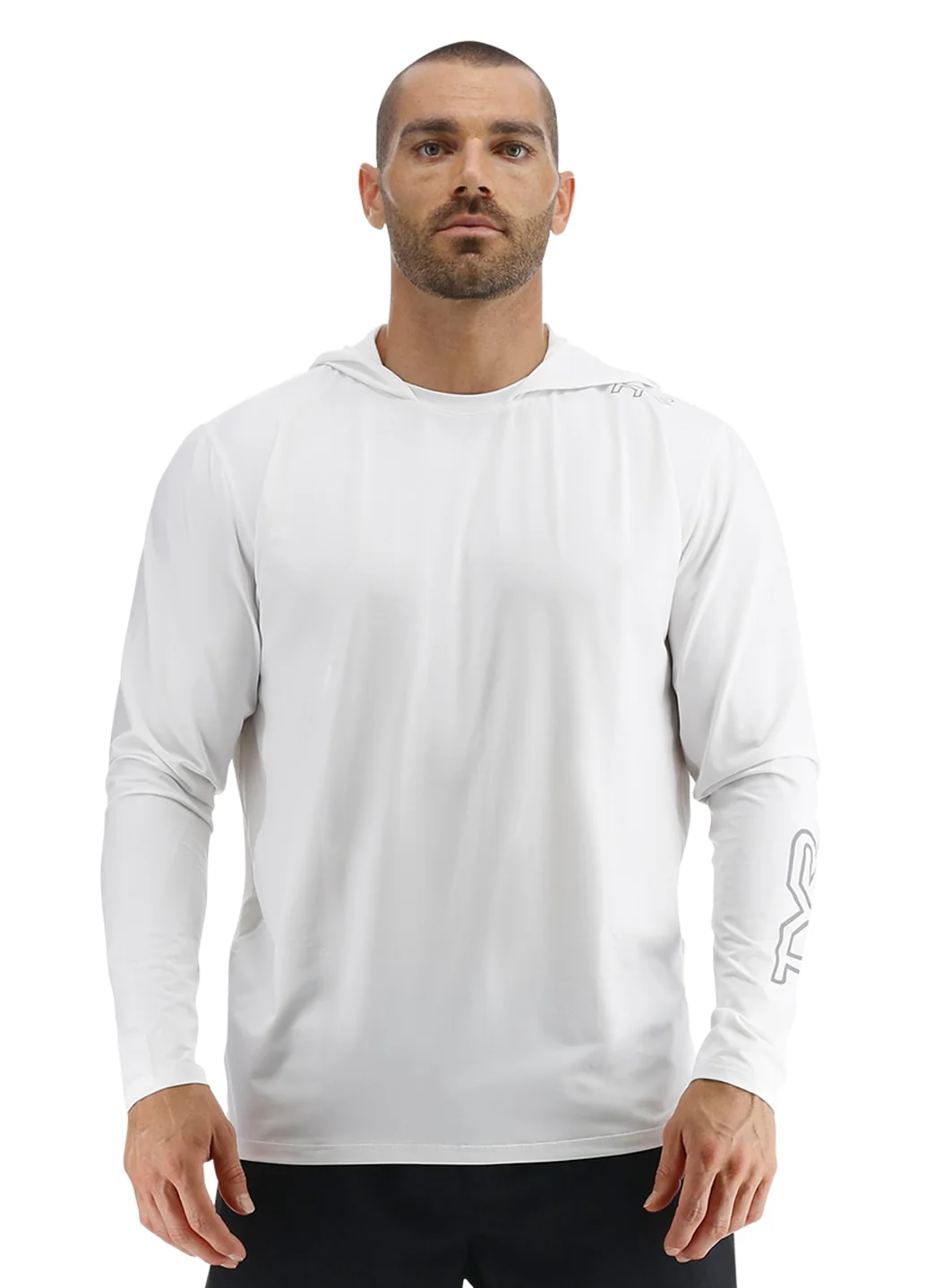 TYR Men's Solid SunDefense Hooded Long Sleeve UPF 50+ Swim Shirt - Image 9