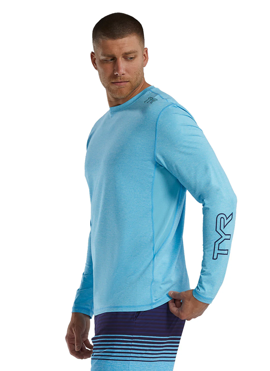 TYR Men's Solid SunDefense Long Sleeve UPF 50+ Swim Shirt - Image 14