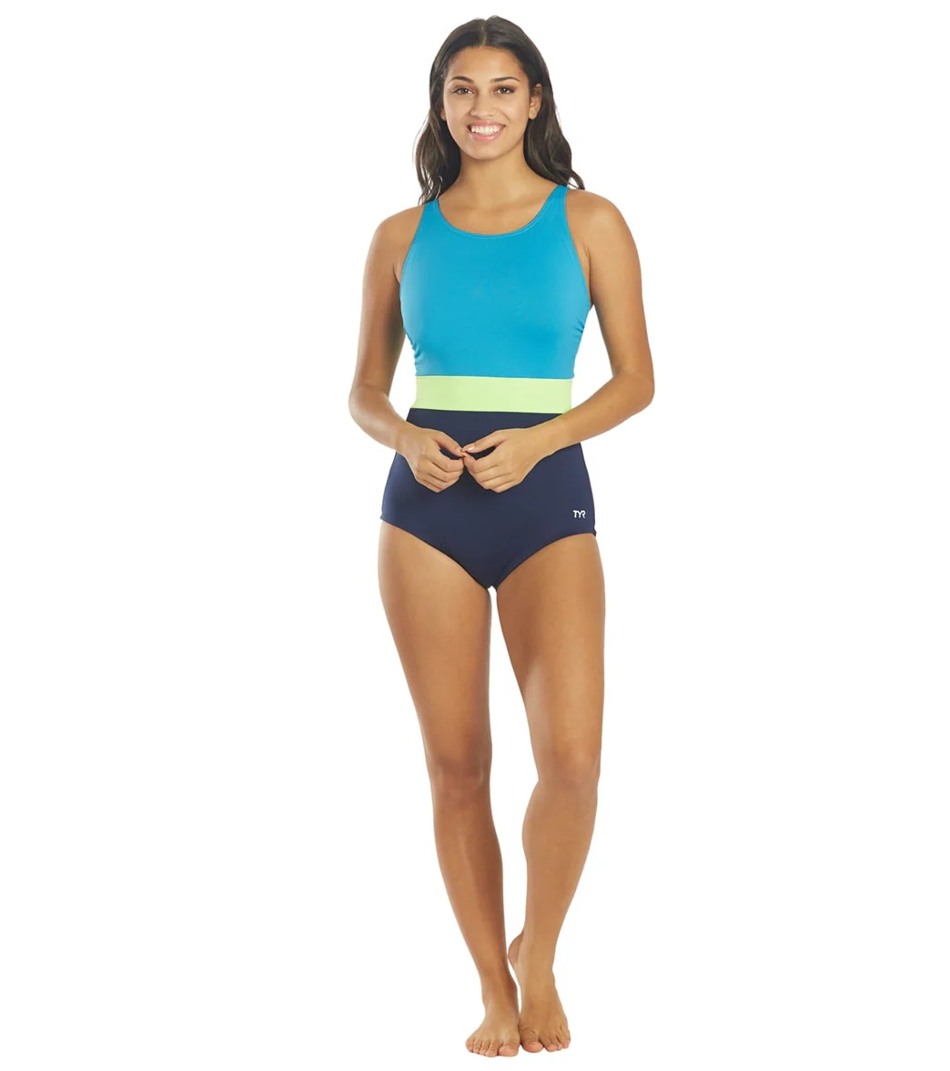 TYR Women's Solid Splice Belted Controlfit Chlorine Resistant One Piece Swimsuit - Image 11