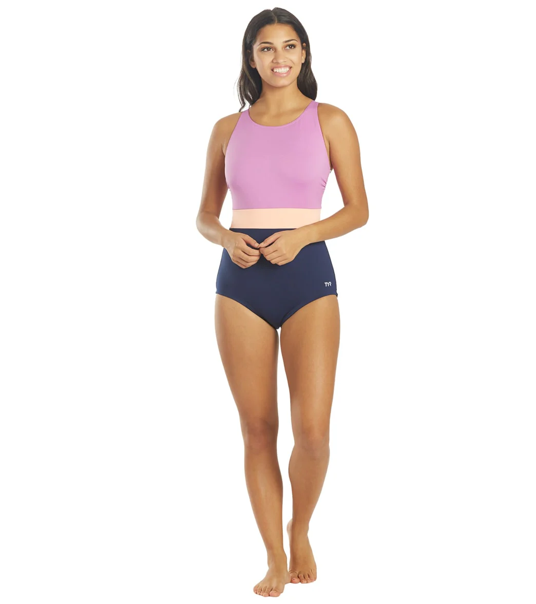TYR Women's Solid Splice Belted Controlfit Chlorine Resistant One Piece Swimsuit - Image 4