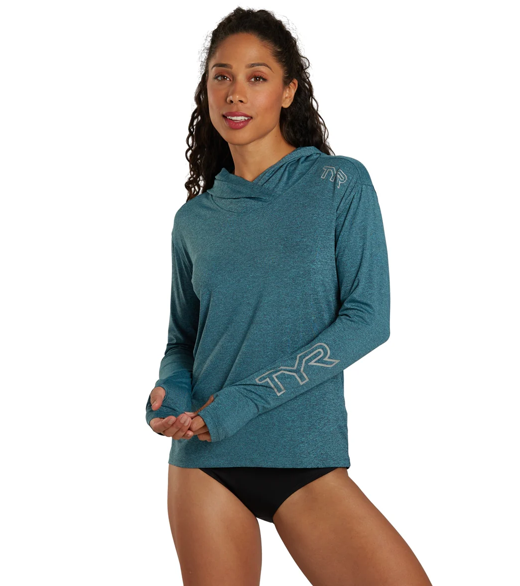 TYR Women's SunDefense Long Sleeve Hooded UPF 50+ Swim Shirt - Image 46