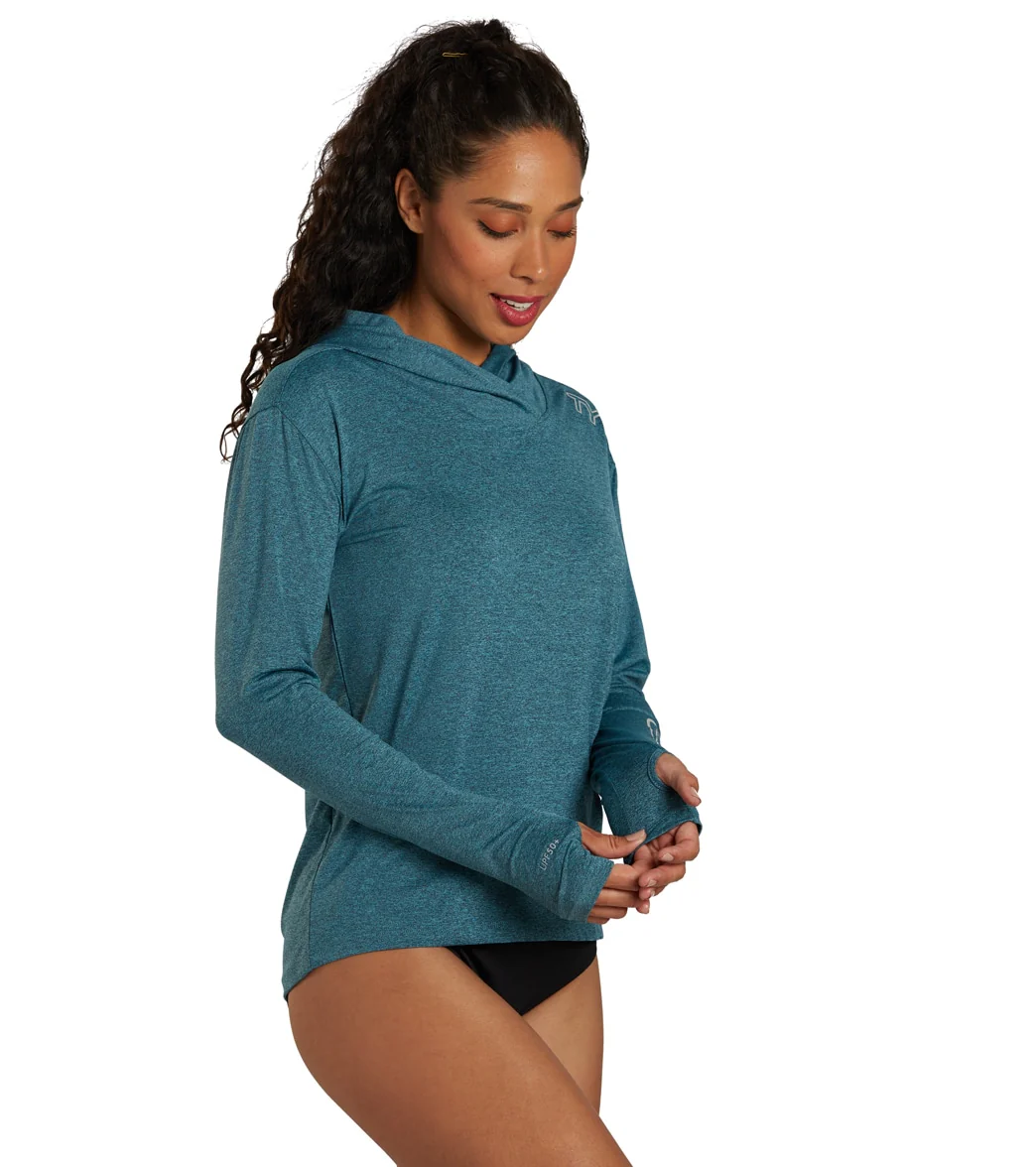 TYR Women's SunDefense Long Sleeve Hooded UPF 50+ Swim Shirt - Image 47