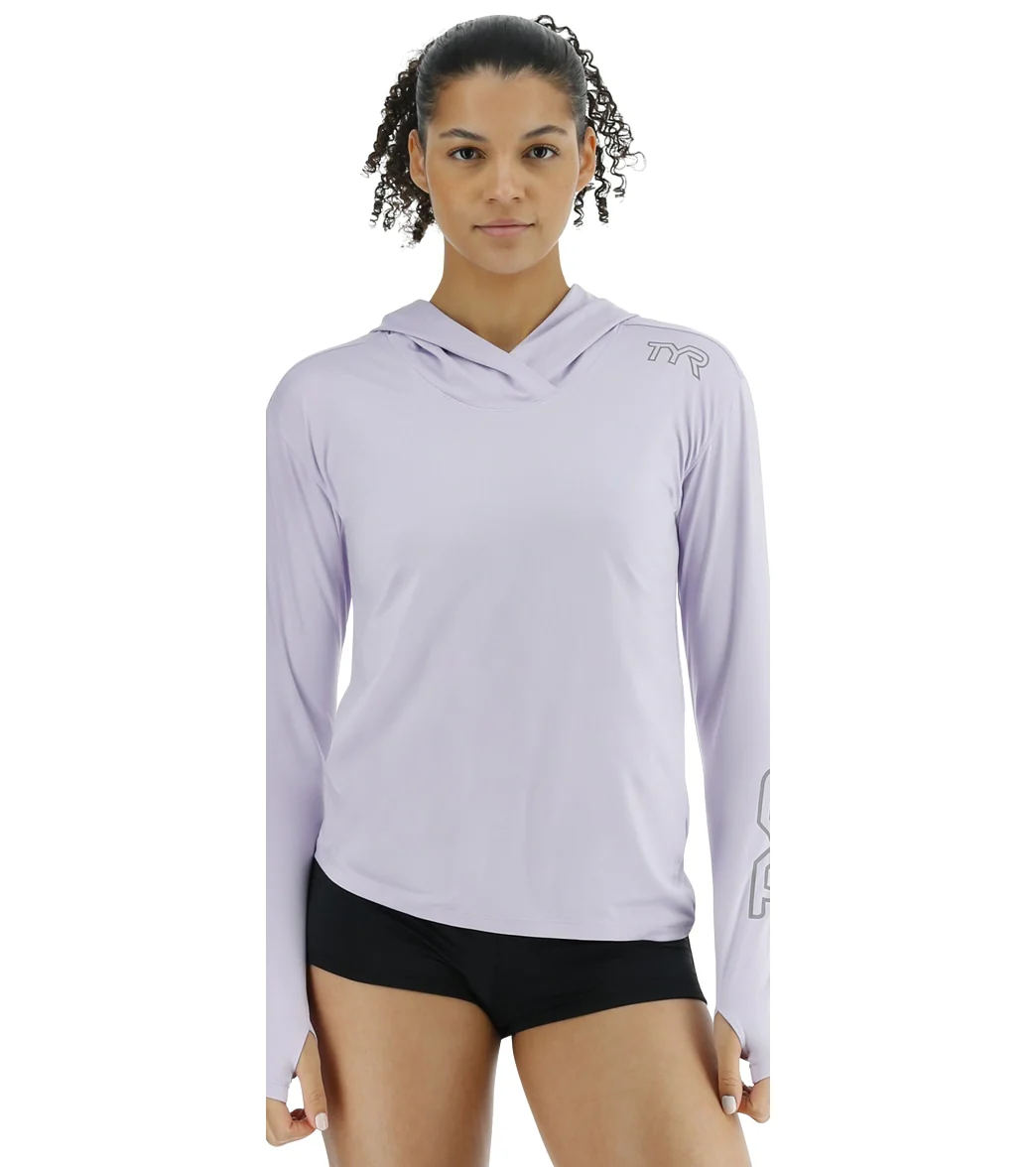 TYR Women's SunDefense Long Sleeve Hooded UPF 50+ Swim Shirt - Image 73