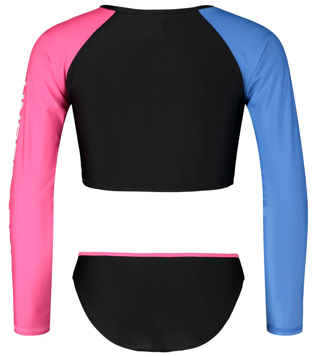 Under Armour Girls' Long Sleeve UPF 30+ Crop Rashguard Set (Little Kid, Big Kid) - Image 3