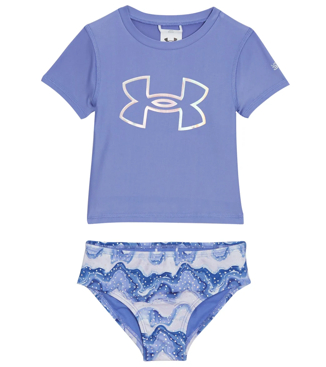Under Armour Girls' UA Mixing Waves Two Piece Rashguard Set (Big Kid)