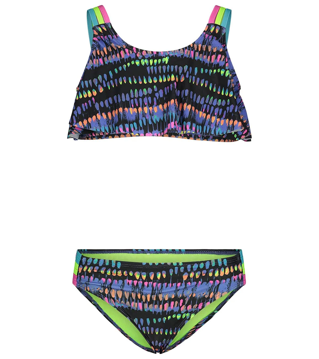 Under Armour Girls' UA Watercolor Drip Flutter Two Piece Bikini Set (Toddler, Little Kid) - Image 4