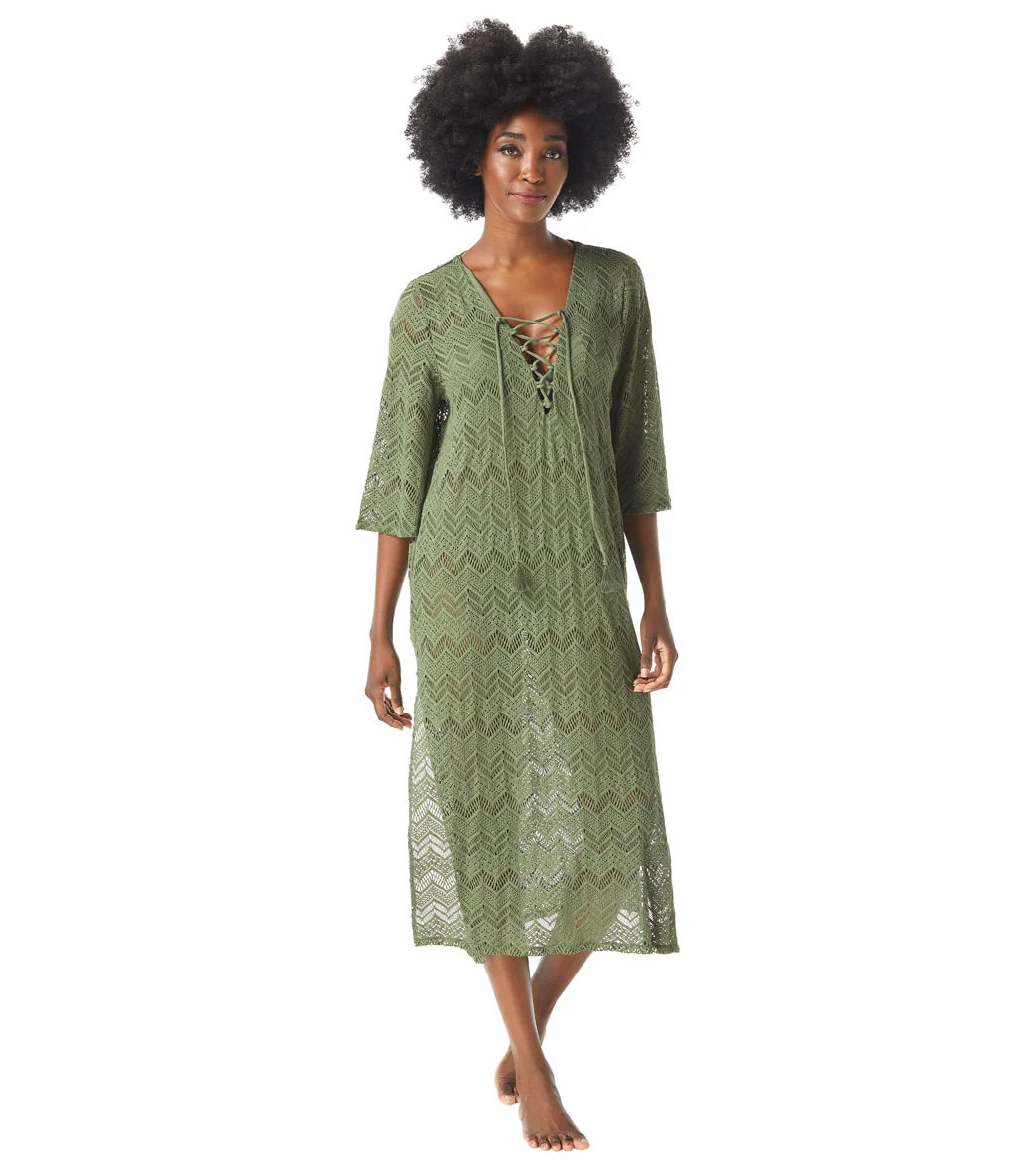 Vince Camuto Women's Crochet Lace Midi Caftan Cover Up - Image 4