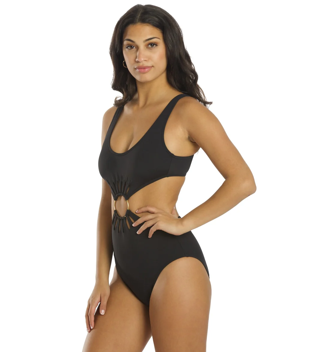 Vince Camuto Women's Serengeti Shades Logo Ring Cut Out Scoopneck One Piece Swimsuit - Image 16