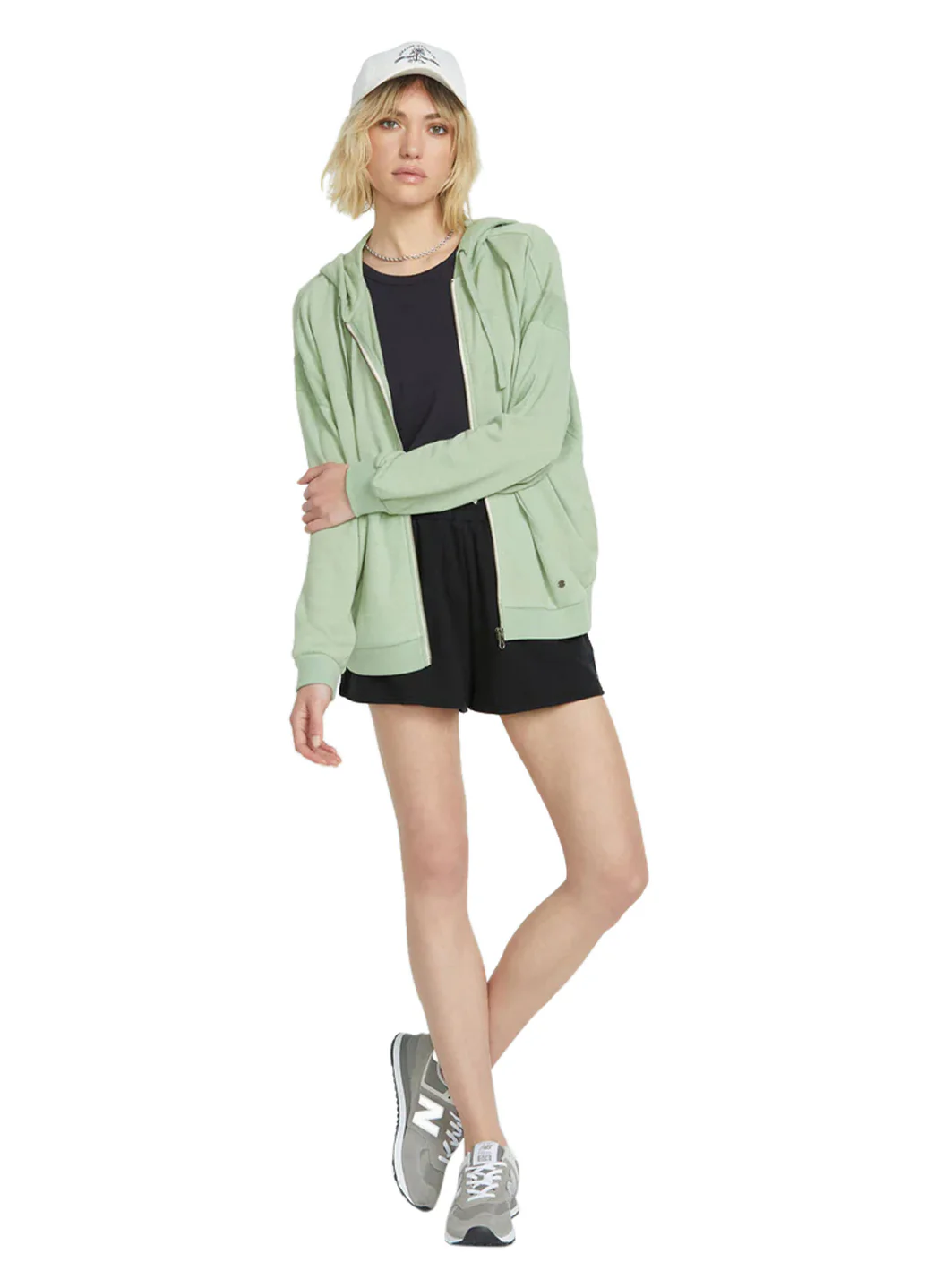 Volcom Women's Solid Lil Frenchie Zip Up Fleece Hoodie - Image 6