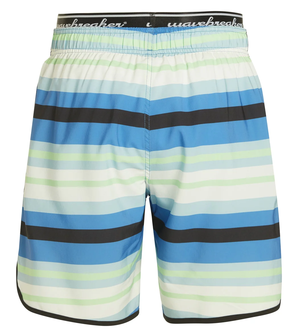 Wavebreaker Men's Blue Stripe Swim Trunks - Image 2