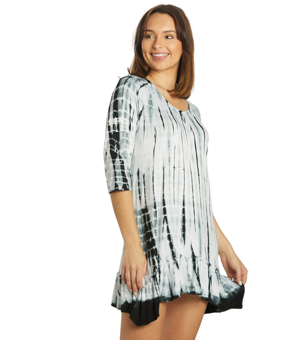 Yak & Yeti Boho Style Ruffled Tie Dye Tunic - Image 2