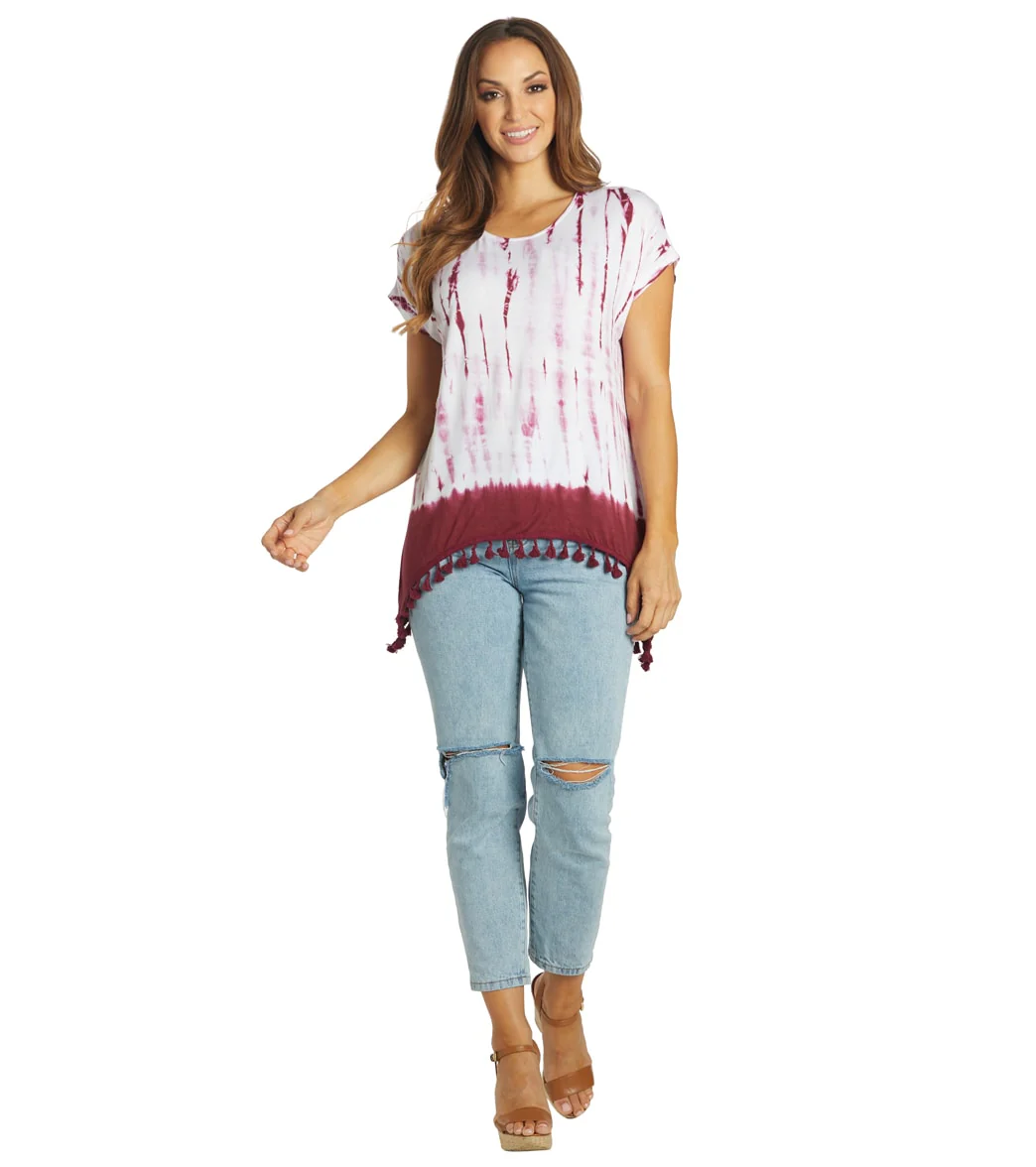 Yak & Yeti Gypsy Tie Dye Tassel Hem Tee - Image 4