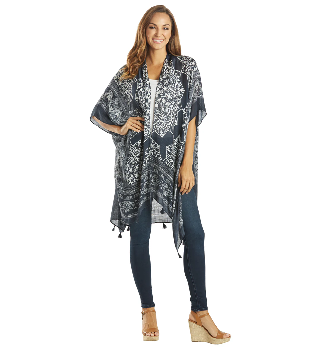 Yak & Yeti Kimono Wrap Mantra Floral With Tassels - Image 6