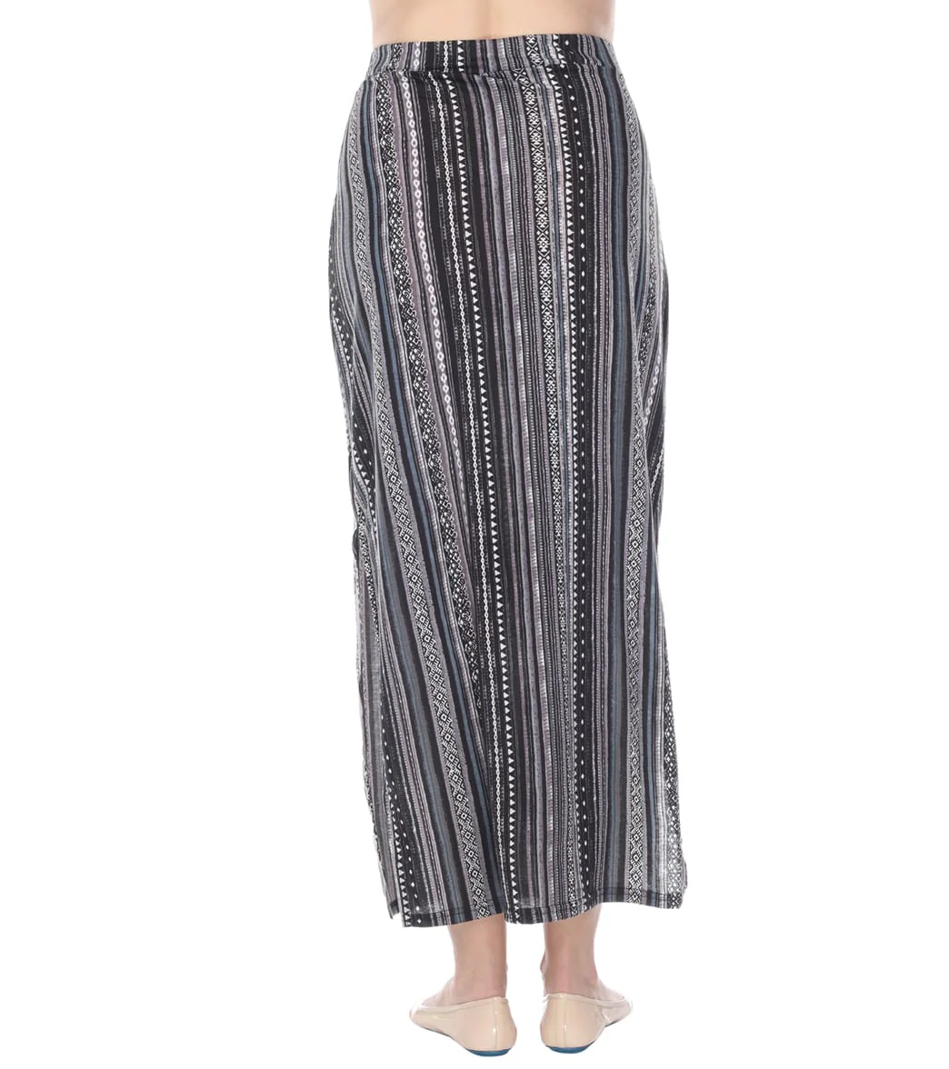 Yak & Yeti Long Skirt Stretchy Striped Tribal Print - Image 9