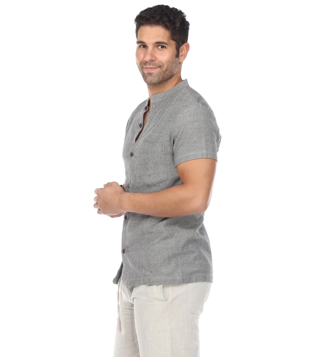Yak & Yeti Men's Button Up Kurta Shirt Solid Color - Image 2